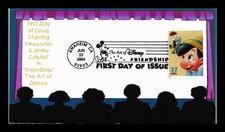 Dr Jim Stamps Disney Friendship Pinocchio Jiminy Cricket FDC Homespun Cachets