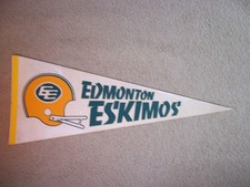VINTAGE 1980'S EDMONTON ESKIMOS CFL FOOTBALL PENNANT SHARP