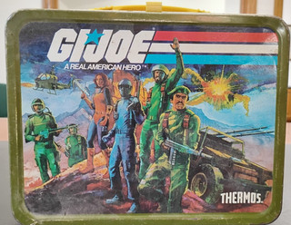 Thermos Vintage 1982 G.I. Joe metal lunch box & Plastic Thermos Hard to Find