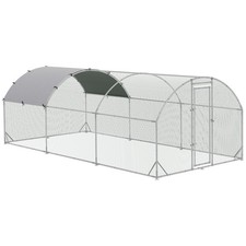 Large Chicken Coop Metal Yard Run with Cover Walk-in Cage Pen House for 18 Hens