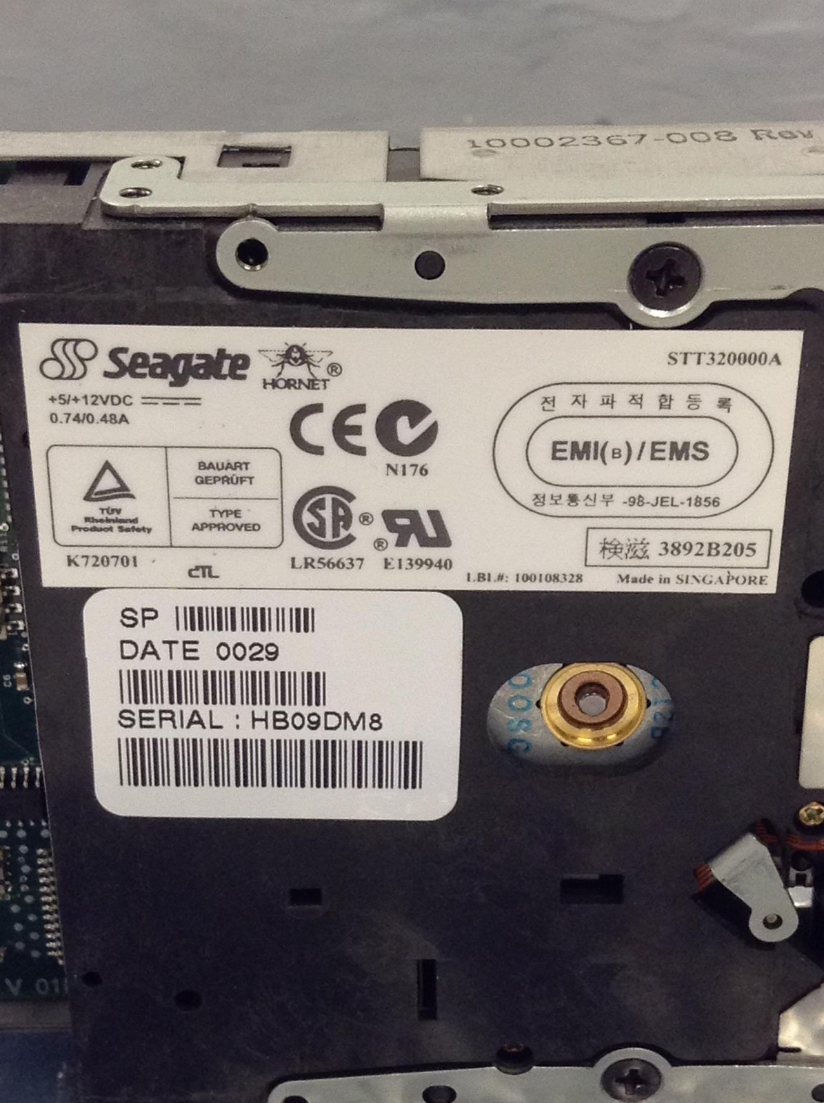 Vintage Seagate Hornet STT320000A IDE Internal Tape Drive, WORKING FREE SHIPPING