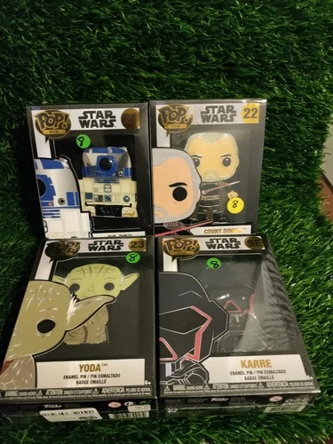 4 💥Sealed! Funko Pop! Star Wars Karre SE Funko Enamel Pop Pin Yoda R2-D2 Dooku