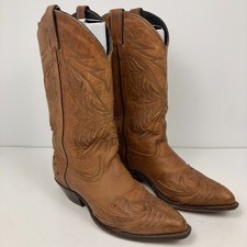 CODE WEST VTG Distressed Brown Cowhide Oiled Leather Western Boots Size 6.5M USA