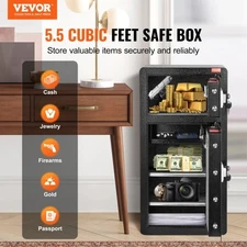 VEVOR Double Door 5.5 cu.ft Safe Box with Key Lock Password Cabinet Black,organi