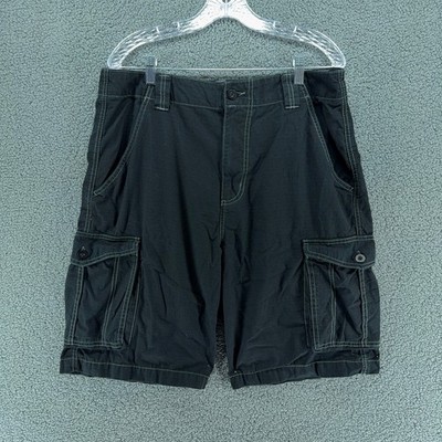 Stillwater Supply Co Cargo Shorts Mens 36 Black Ripstop Cotton Contrast Stitch