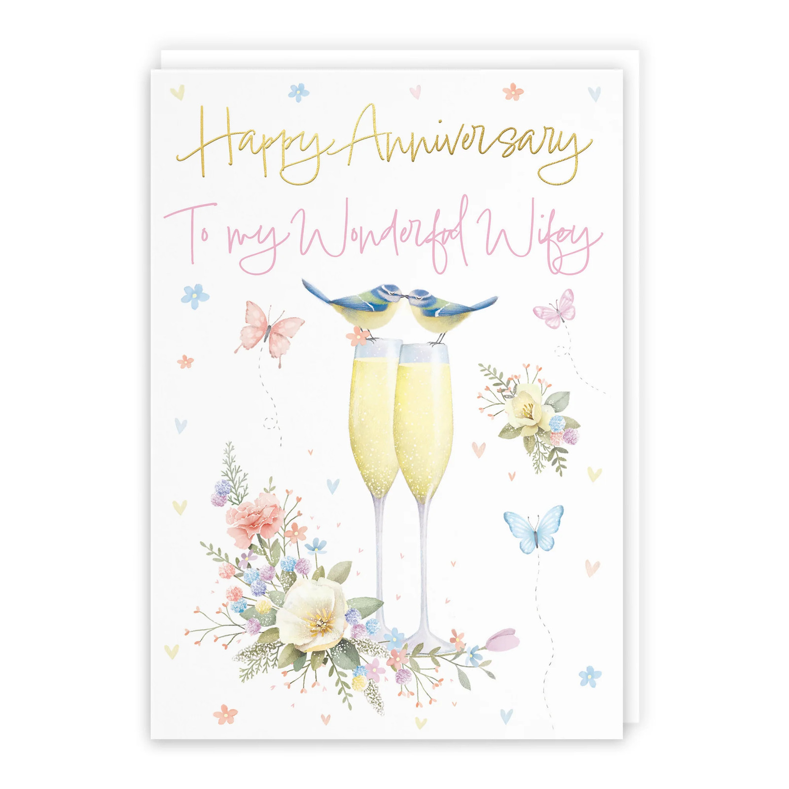Wifey Anniversary Card Champagne Flutes Milo's Gallery