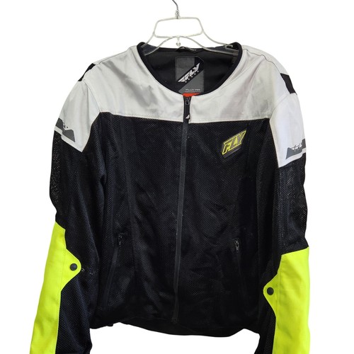 FLY Racing Flux Air Motorcycle Jacket Black Yellow White Mesh Mens Size L
