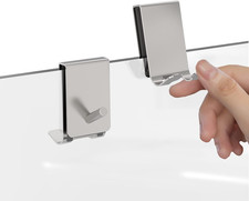 2 Pack Double-Sided Over Shower Door Towel Hooks for Frameless Glass Doors, No-D