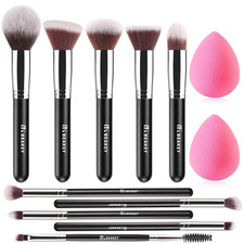 Professional Makeup Brush Set with 2 Blender Sponges and Beauty Case