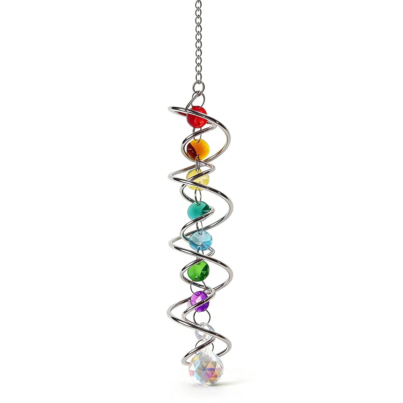 Attrape soleil en cristal K9 avec queue en spirale rotative dore d'artisanat