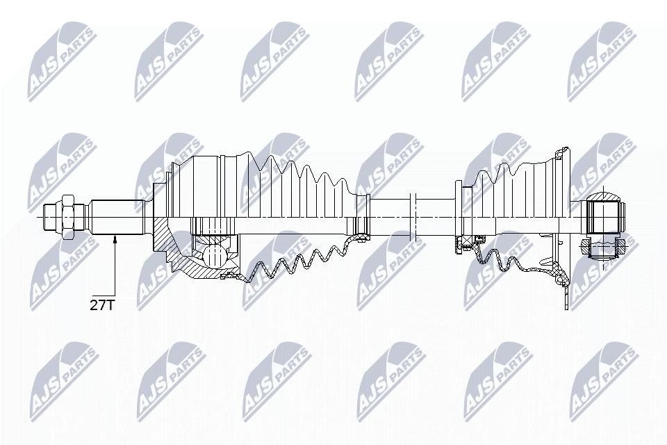 NTY NPW-RE-153 Drive Shaft For Renault Front Axle Left 27 Toothed