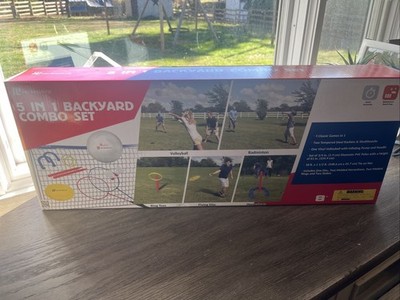 MD Sports 5-in-1 Backyard Combo Game Set Badminton, Volleyball, Horseshoes