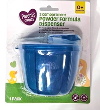Parents Choice 3 Compartment Powder Formula Dispenser Blue