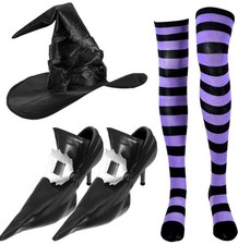 Coume Halloween Witch Costume Accessories Set - Hat Stockings Shoe covers