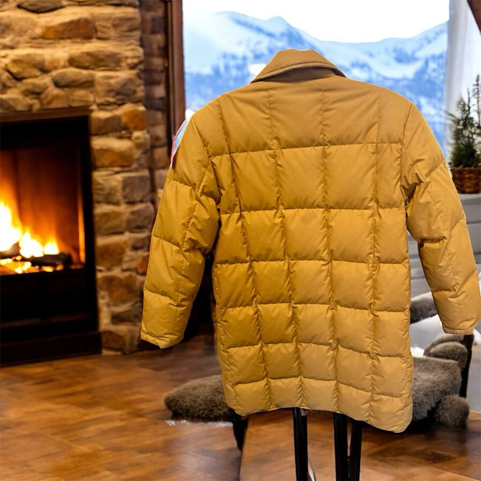 Abrigo parka largo de plumón vintage The Company Store para mujer trinchera marrón óxido Foto 3 de 4