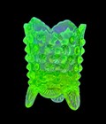 Fenton Topaz Opalescent Footed Hobnail Toothpick Holder *As Is Flawed — photo 8