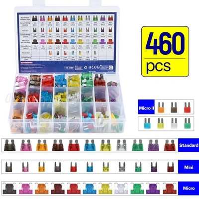 AUTOXBERT 460 unidades fusibles de coche en juego 2A-40A fusibles planos de coche surtido DE