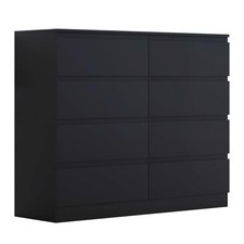 Matt Black Chest 8 Drawers Large Modern Bedroom Furniture No Handle Design
