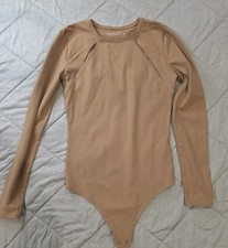 Abercrombie Fitch Soft A F Collection long-sleeve Bodysuit Color Tan Small