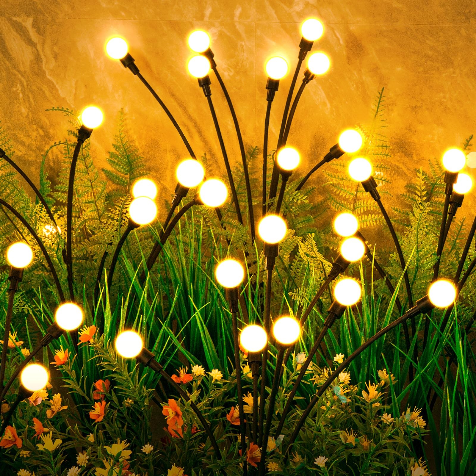 Solar Firefly Pathway Garden Lights 4 Pack 32 LEDs for Yard 