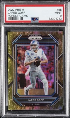 2022 PANINI PRIZM FOREST CAMO #95 JARED GOFF 7/15 PSA 9