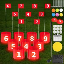 Backyard Golf Game 9 Hole Portable Outdoor Golf Bucket Game for Kids and Adults