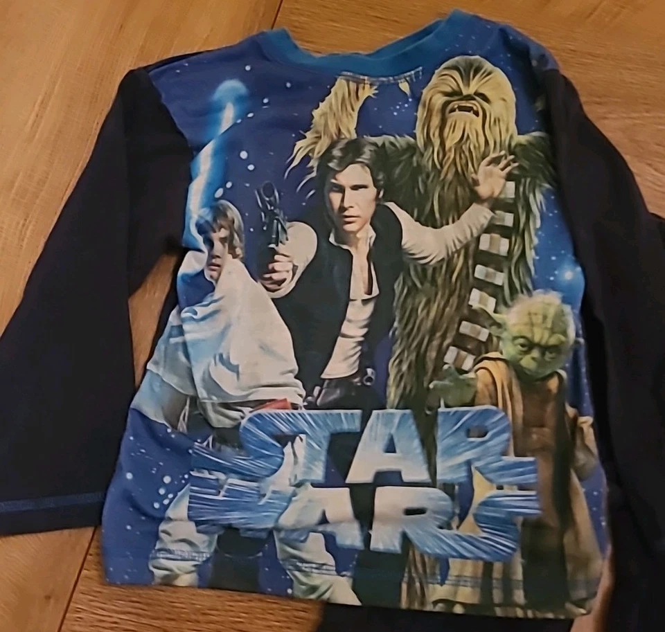 Conjunto de pijama vintage de Star Wars para niños talla 4-5 camiseta pantalones Han Solo Foto 2 de 4