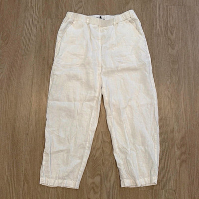 Quince Women s White 100% Linen Ankle Pants medium