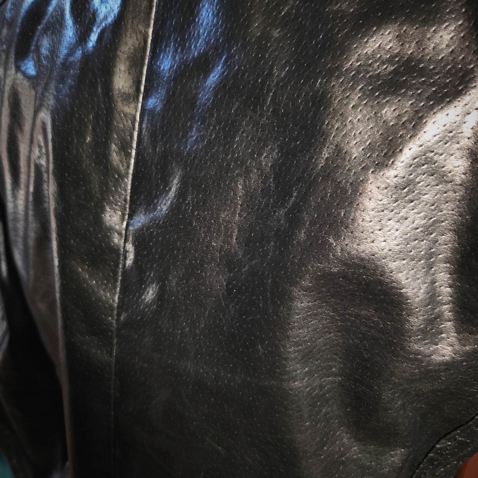 Calvin Klein Leather Jacket Y2K Sample Production Moto Black Fitted Rare GIII image 4