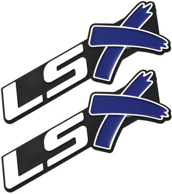 2Pcs LSX Side Emblems Fender Rear Lid Boot Trunk Badge Nameplate Chrome Blue
