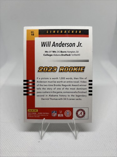 2023 Score - 2003 Throwback Rookie #10 Will Anderson (RC) - Picture 2 of 2