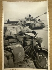 GERMAN Photo Ww2 Archive : Char TIGRE & MOTO Side Car NSU