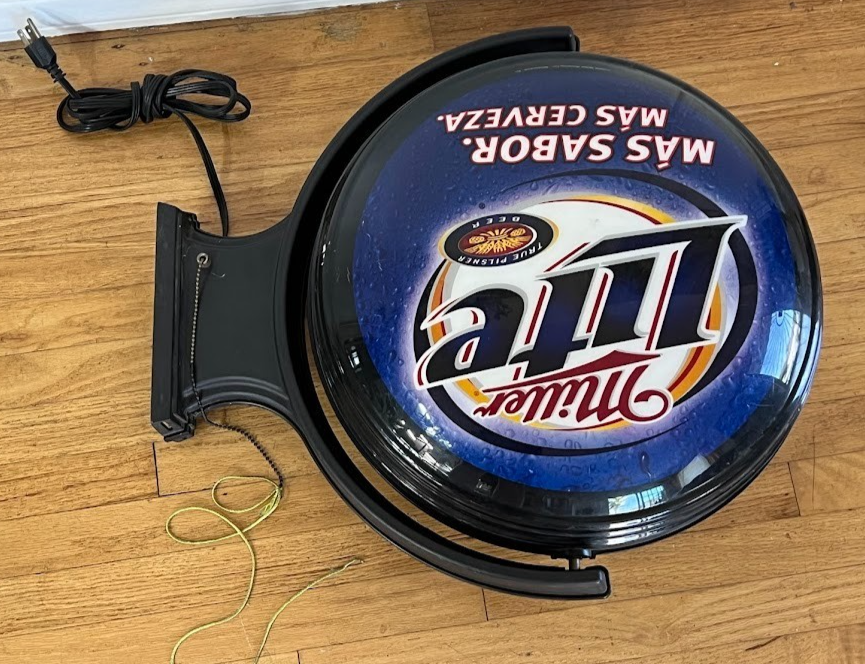 Miller Lite MGD Rotating Lighted Pub Sign Vintage (**Light