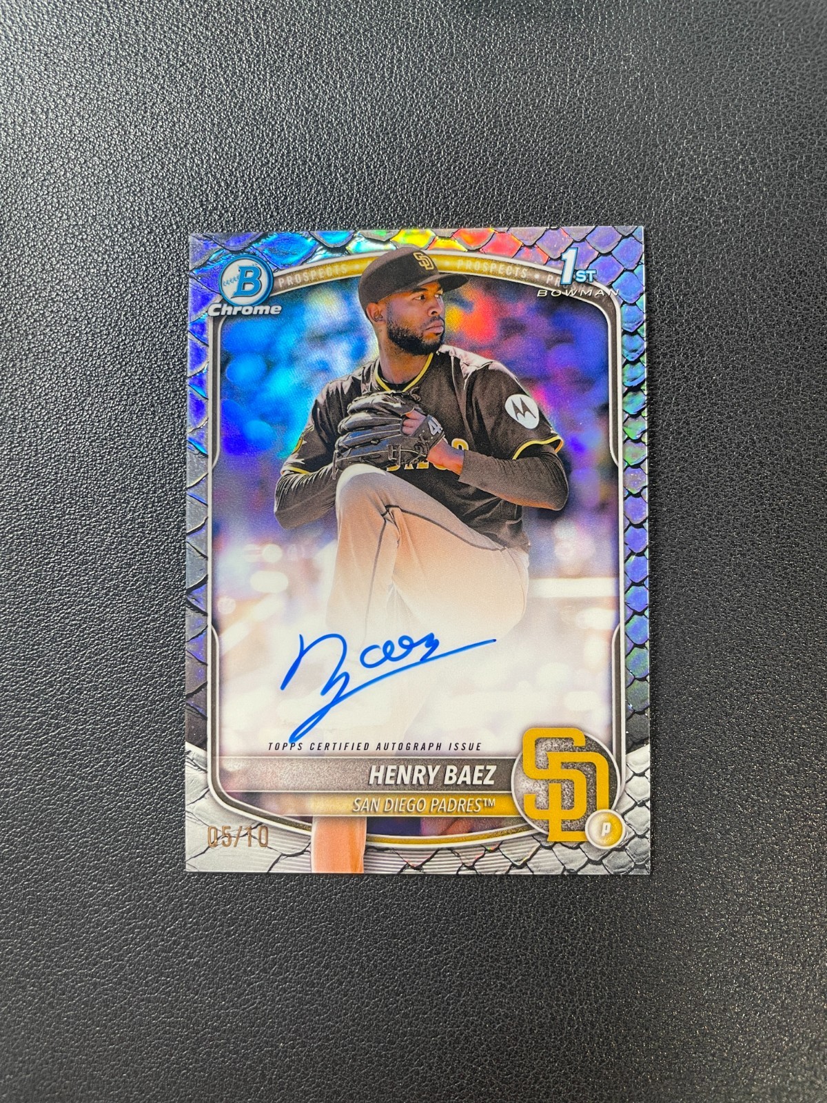 2025 Bowman Chrome #CPA-HBA Henry Baez 1st Black Reptilian Auto 05/10 BJDQY