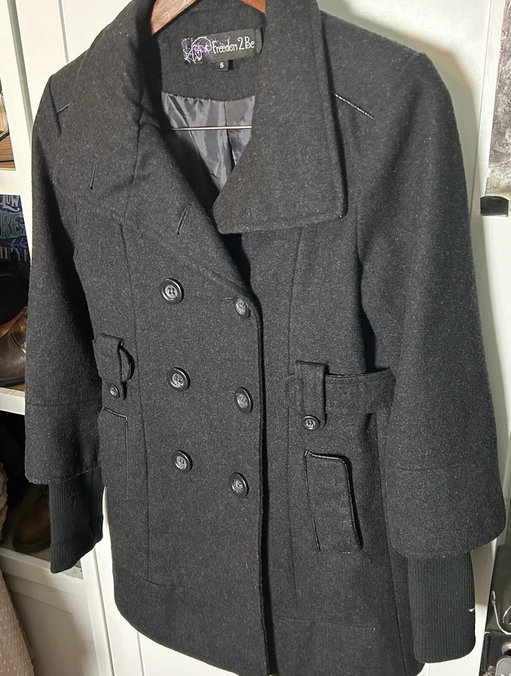 Abrigo Freedom 2 Be Para Mujer Largo Medio Gris Carbón Sólido Bolsillo Guisante S Foto 2 de 4