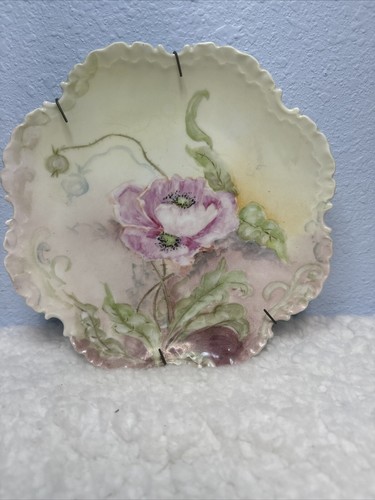 R.C. Monbijou Bavaria Germany Rosa Rose Blumen Gewellter Rand Schrank Teller 0019 - Bild 9 von 11