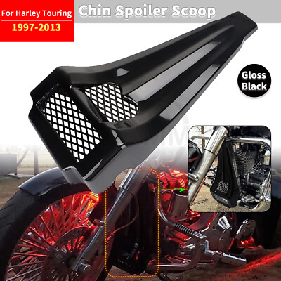 Black Stretched Chin Spoiler Scoop For Harley Touring 97-13 Road Glide FLHT FLHX