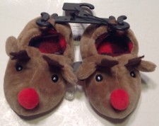 Christmas Plush Rudolph The Red Nosed Reindeer Slippers Toddler Size 2 Unisex