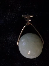 LADIES DOUBLE HAPPINESS 14K GOLD CHINEESE BALL PENDANT 3/4"  ESTATE JEWELRY