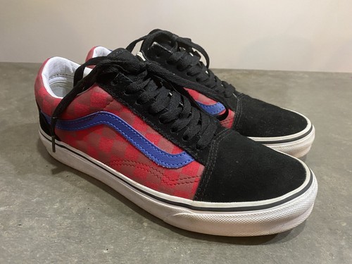 blue yellow red checkered vans
