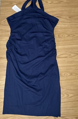 Grace Karin Plus Size Dress Halterneck Sleeveless Navy Blue 2XL