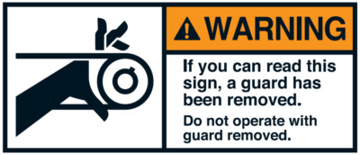 Warnaufkleber''WARNING If you can read this sign, a guard..''35x80/45x100/70x160mm
