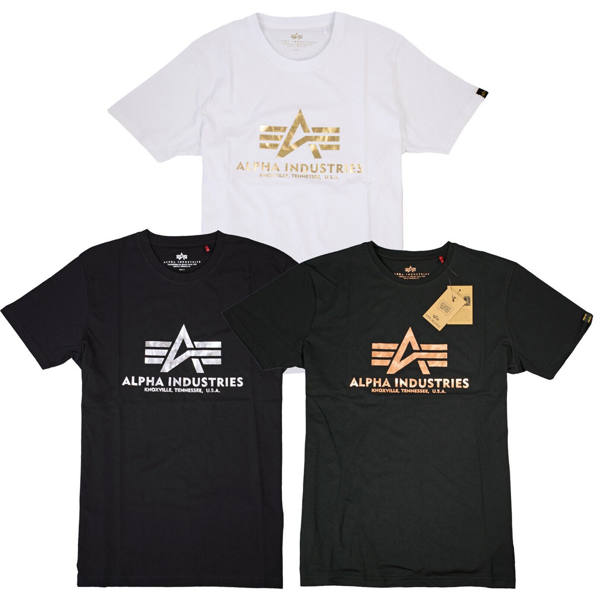 Alpha Industries Basic T Foil Print 100501FP Herren TShirt Gold