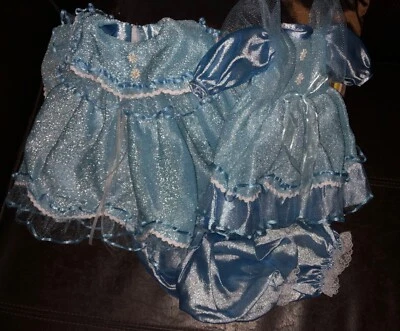 Orchidee-Puppenmode, elegantes Kleid-Set 56 cm und 40 cm, himmelblau