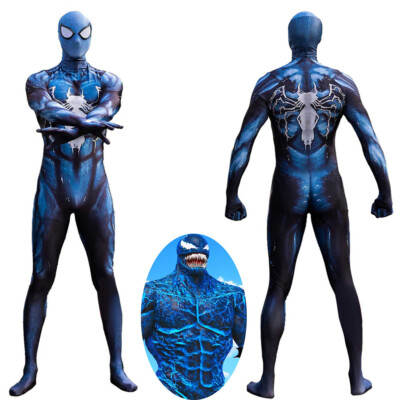 Venom Costume Cosplay Jumpsuit Adult Kid Blue Ver