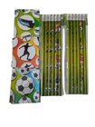 FOOTBALL 12 x Pencil with Eraser & 12 mini Notebooks party bag filler