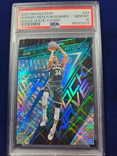 🌟 GIANNIS ANTETOKOUNMPO 2022 Panini Revolution Shock Wave Cosmic #/99 PSA 10