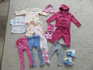 Winter Kleiderpaket/Set Mädchen Gr.62/68 Hosen Kapuzenjacke Strumpfhose Jacke