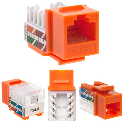 30 pcs Cat6 Punchdown Keystone Jack Orange 45 Degree Angle Ethernet Network PACK