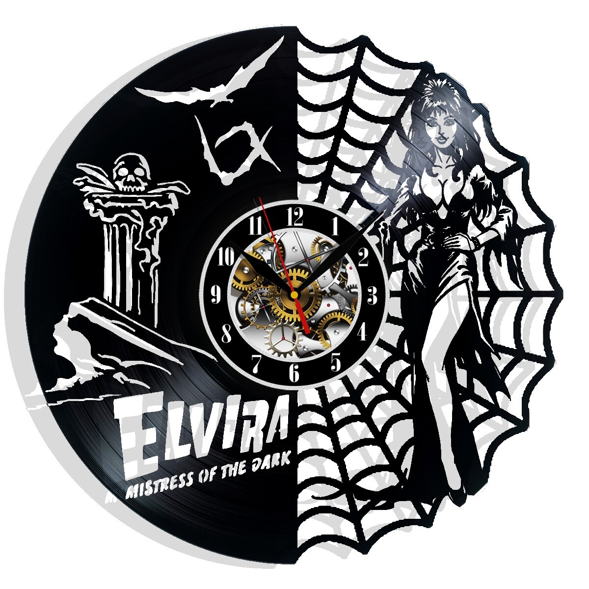 Elvira Vinyl Wall Clock Retro Decor Unique Home Accent Perfect Gift